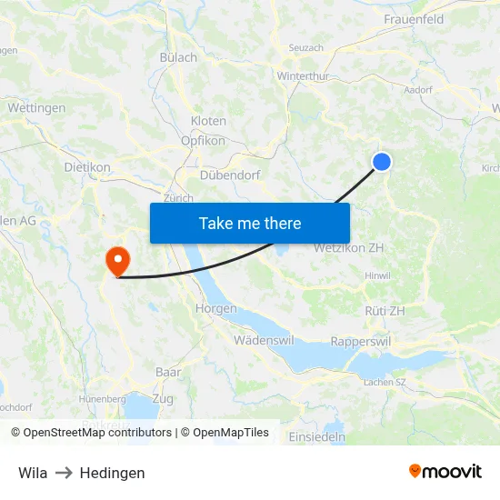 Wila to Hedingen map