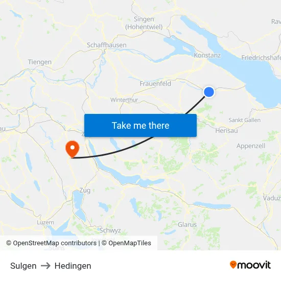 Sulgen to Hedingen map