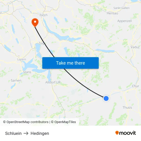 Schluein to Hedingen map