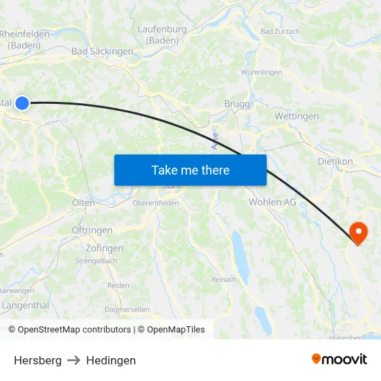 Hersberg to Hedingen map