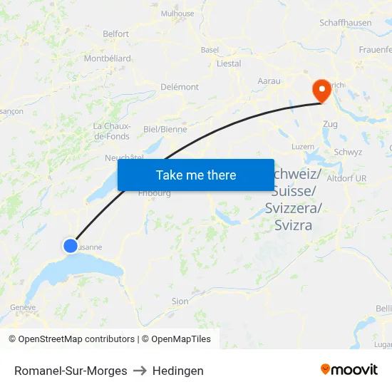 Romanel-Sur-Morges to Hedingen map