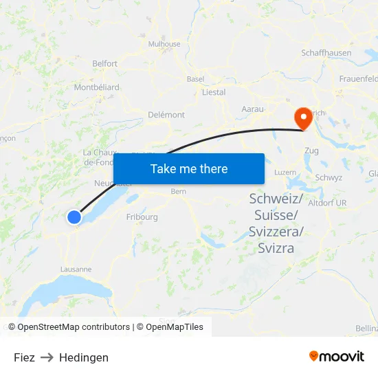 Fiez to Hedingen map