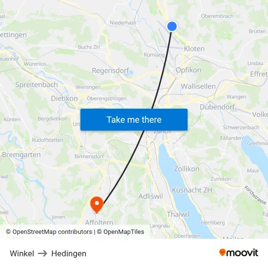 Winkel to Hedingen map