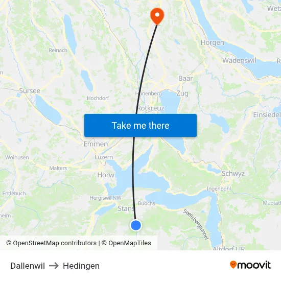 Dallenwil to Hedingen map