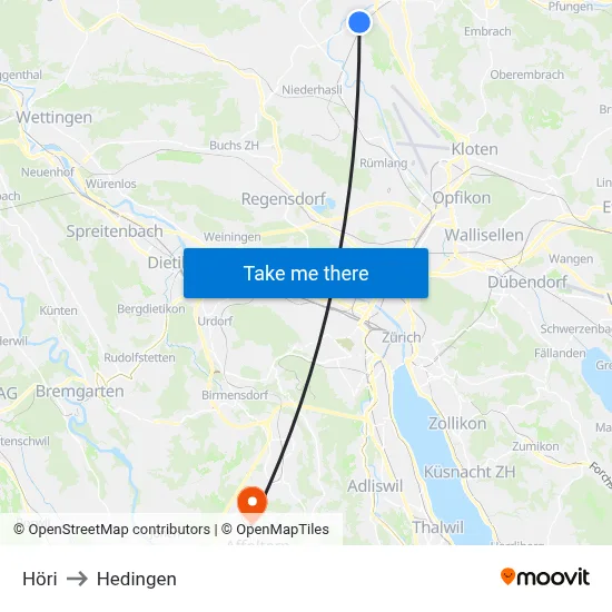Höri to Hedingen map