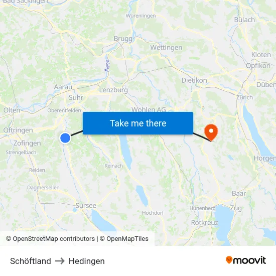 Schöftland to Hedingen map