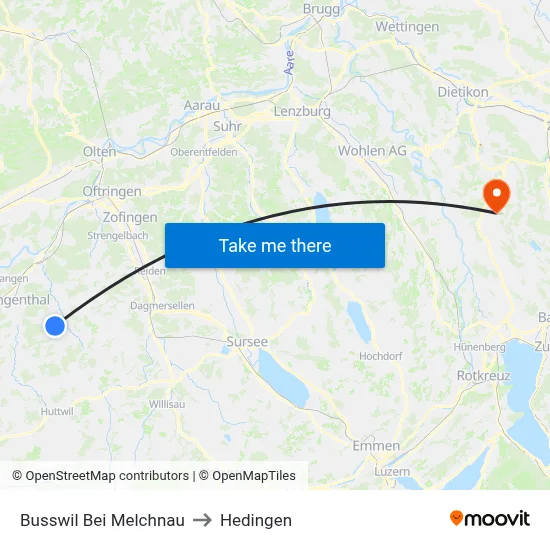 Busswil Bei Melchnau to Hedingen map