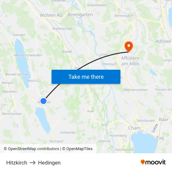 Hitzkirch to Hedingen map