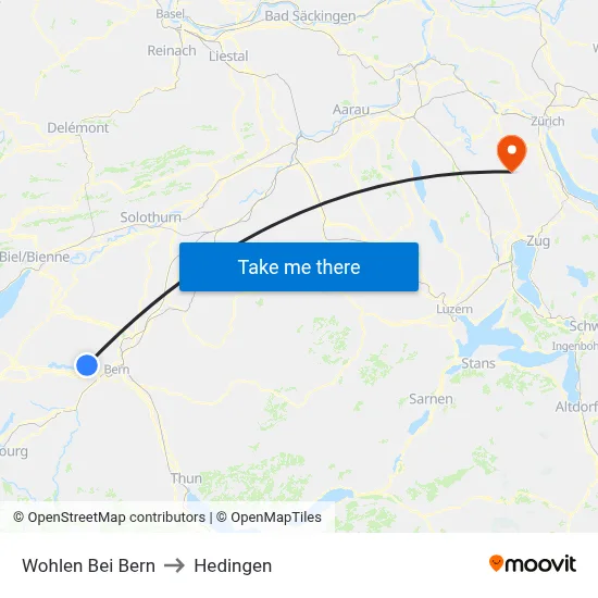 Wohlen Bei Bern to Hedingen map