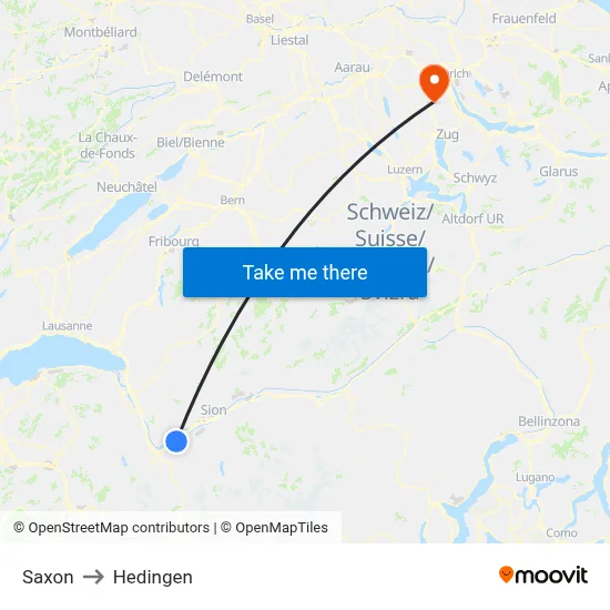 Saxon to Hedingen map