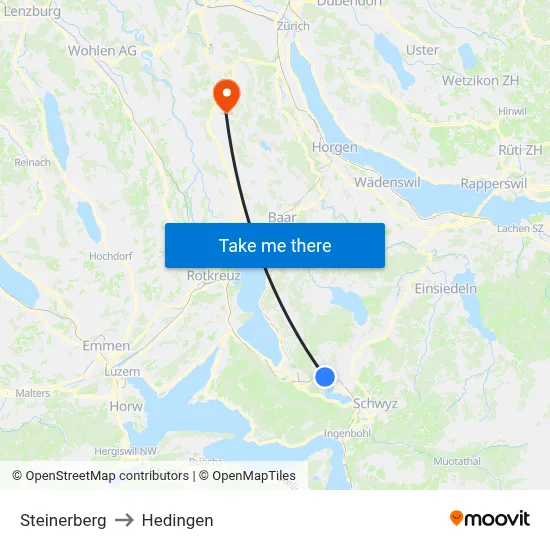 Steinerberg to Hedingen map