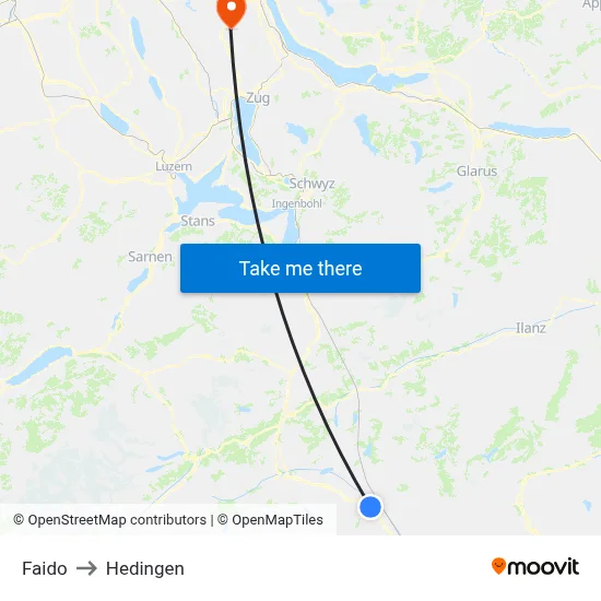 Faido to Hedingen map