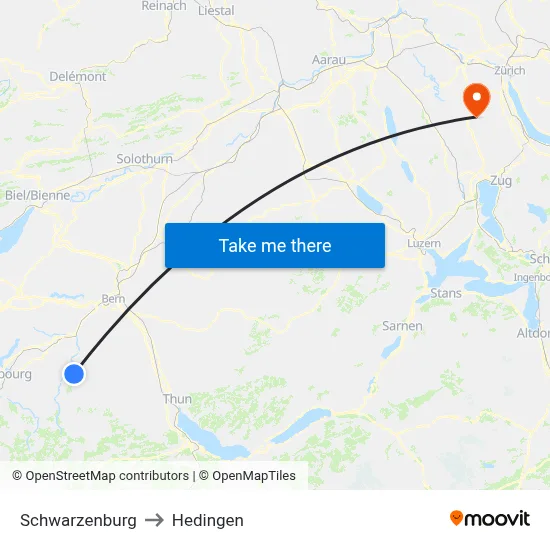Schwarzenburg to Hedingen map