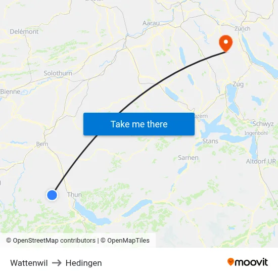 Wattenwil to Hedingen map