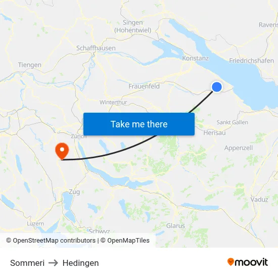 Sommeri to Hedingen map