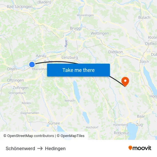 Schönenwerd to Hedingen map