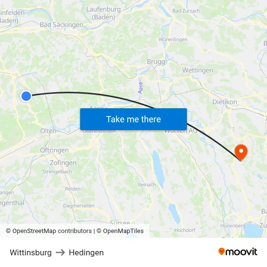 Wittinsburg to Hedingen map