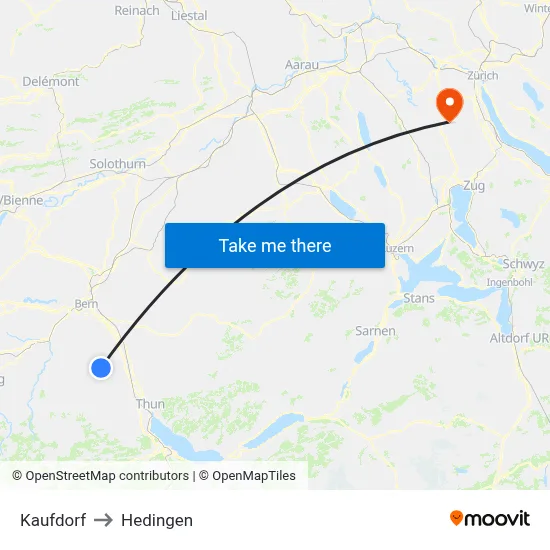 Kaufdorf to Hedingen map
