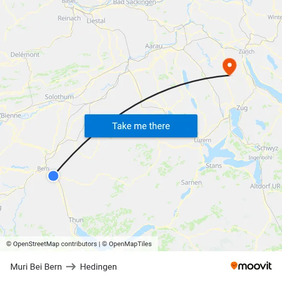 Muri Bei Bern to Hedingen map