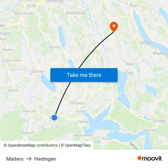 Malters to Hedingen map
