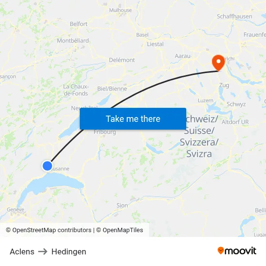 Aclens to Hedingen map