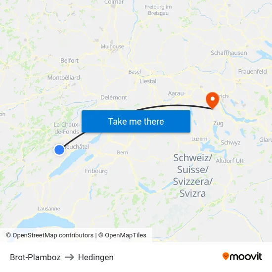 Brot-Plamboz to Hedingen map