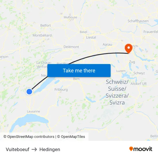 Vuiteboeuf to Hedingen map