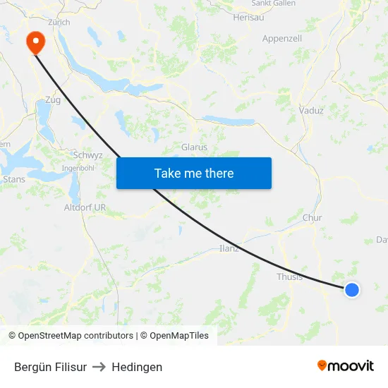 Bergün Filisur to Hedingen map