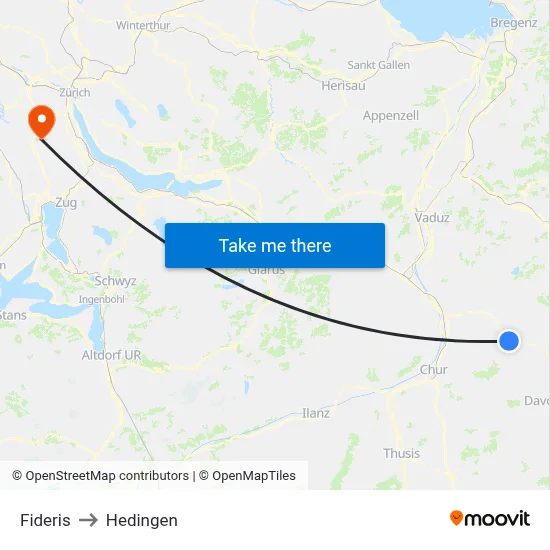 Fideris to Hedingen map