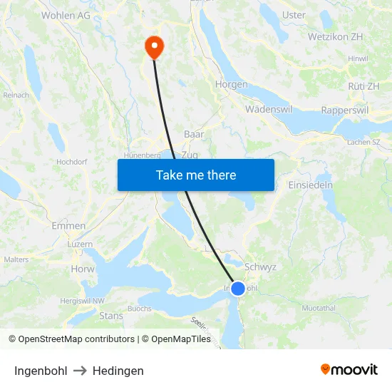 Ingenbohl to Hedingen map