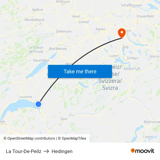 La Tour-De-Peilz to Hedingen map
