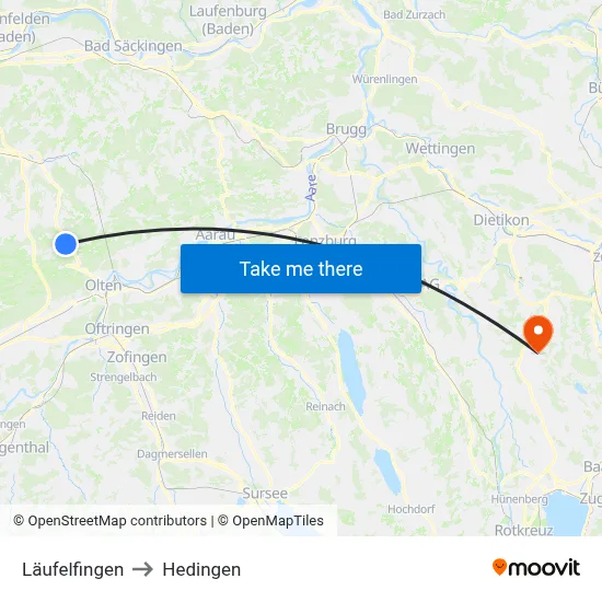 Läufelfingen to Hedingen map