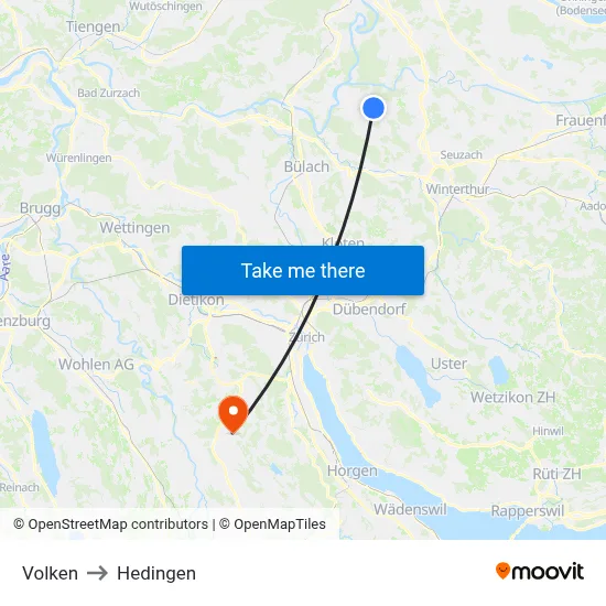 Volken to Hedingen map