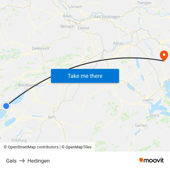 Gals to Hedingen map