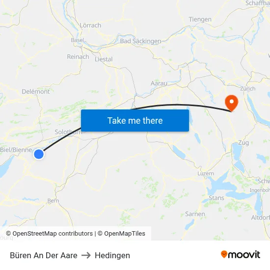 Büren An Der Aare to Hedingen map