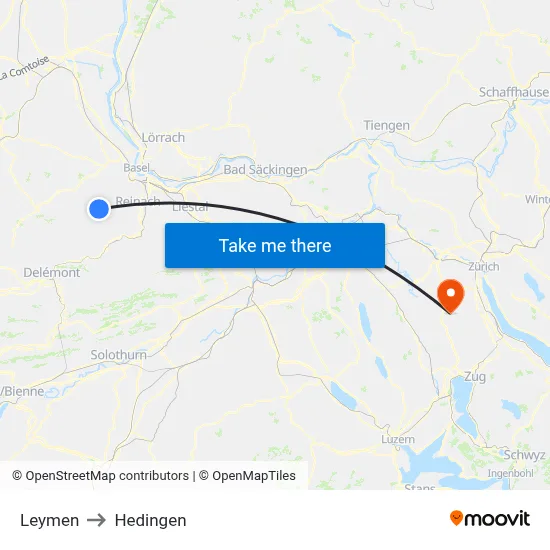 Leymen to Hedingen map