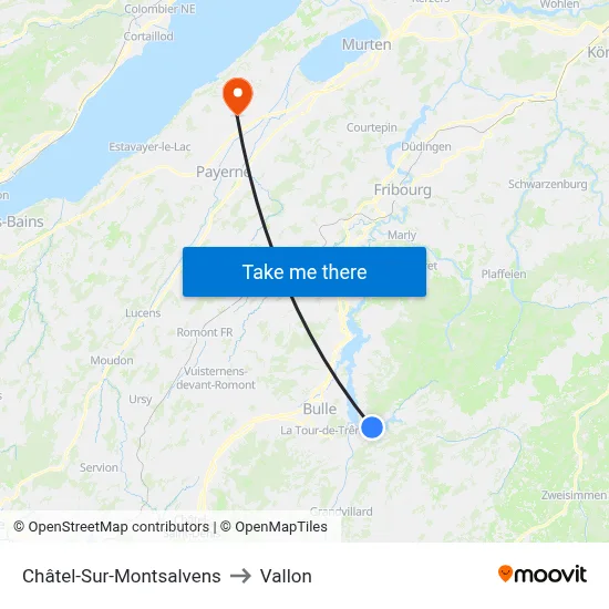 Châtel-Sur-Montsalvens to Vallon map