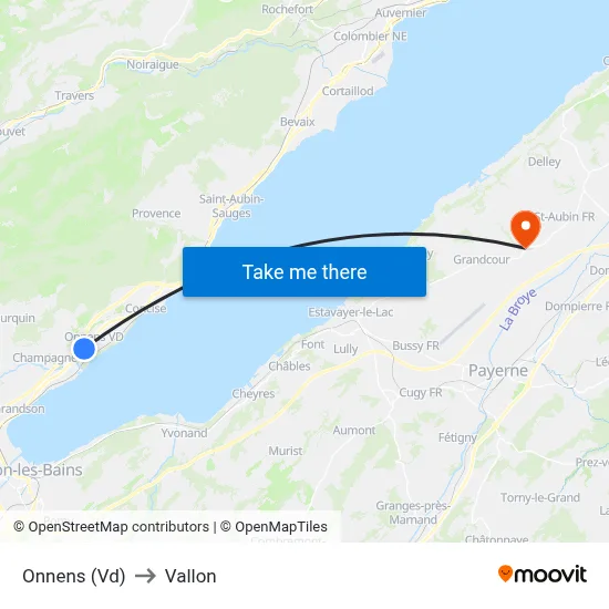 Onnens (Vd) to Vallon map
