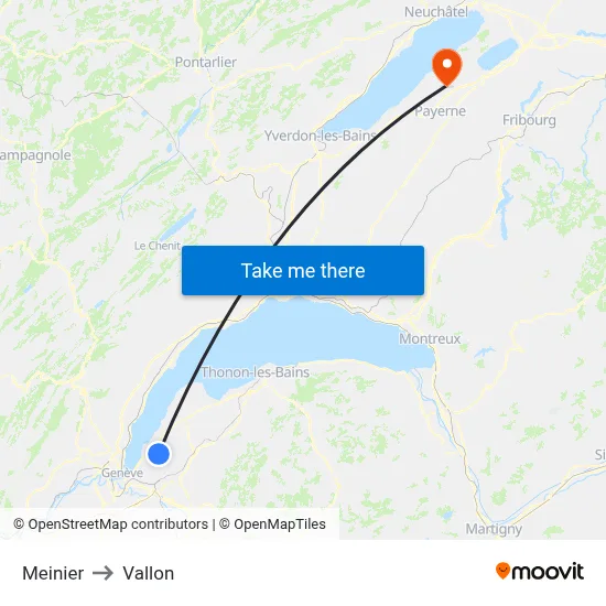 Meinier to Vallon map