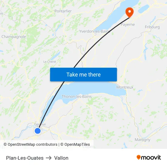 Plan-Les-Ouates to Vallon map