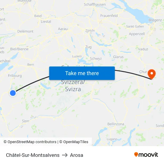 Châtel-Sur-Montsalvens to Arosa map