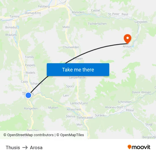 Thusis to Arosa map