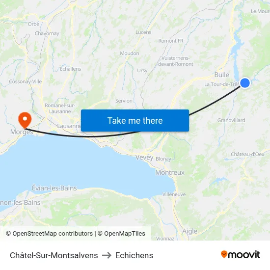 Châtel-Sur-Montsalvens to Echichens map