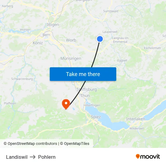 Landiswil to Pohlern map