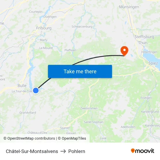 Châtel-Sur-Montsalvens to Pohlern map