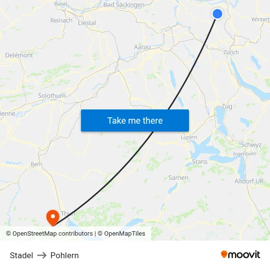 Stadel to Pohlern map
