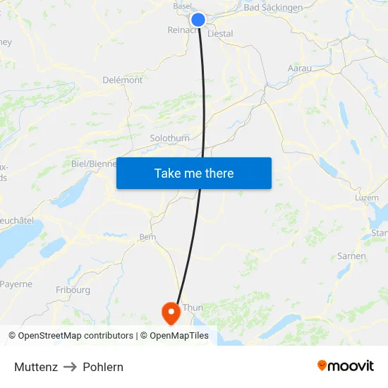 Muttenz to Pohlern map