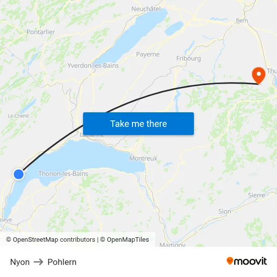 Nyon to Pohlern map