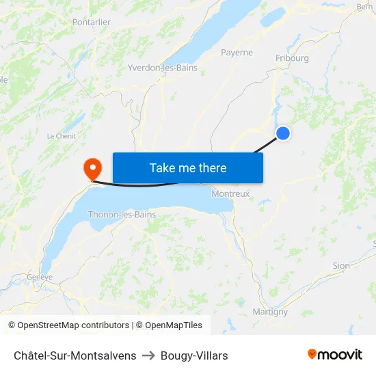 Châtel-Sur-Montsalvens to Bougy-Villars map