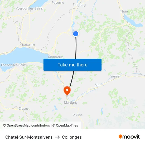 Châtel-Sur-Montsalvens to Collonges map